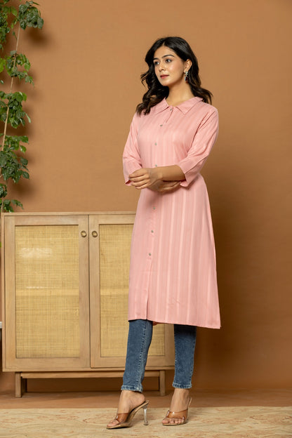 Flamboyant Pink cotton kurta for women