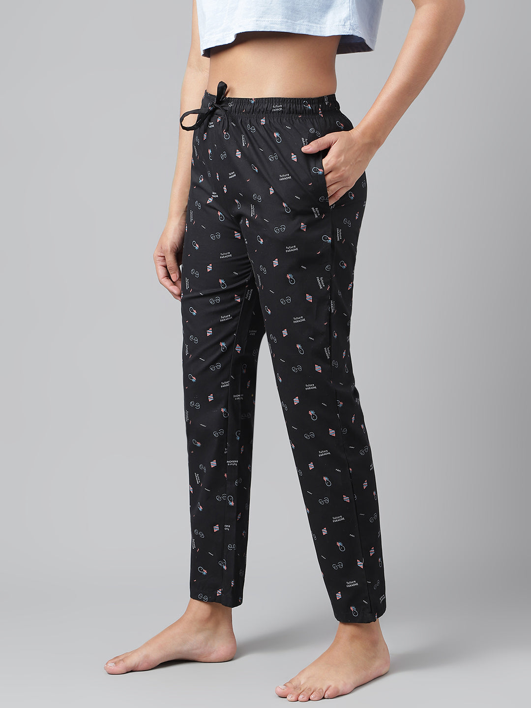 Black Women Printed Cotton Pyjama