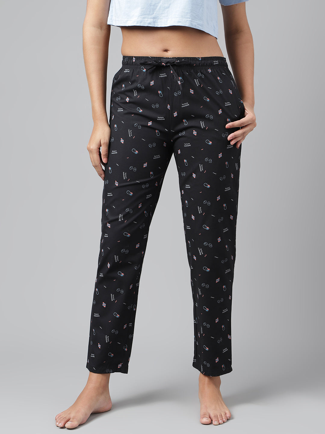 Black Women Printed Cotton Pyjama