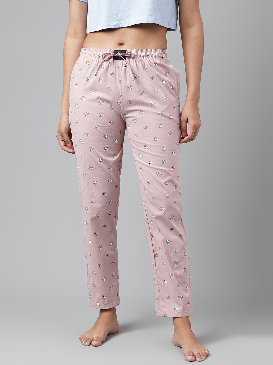 FLAMBOYANTTREND Peach Women Printed Cotton Pyjama By Flamboyant Pyjama