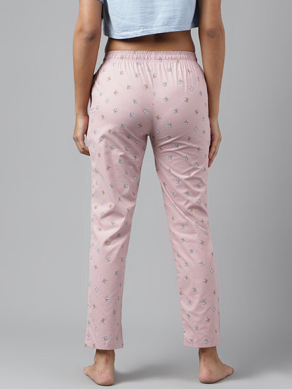 FLAMBOYANTTREND Peach Women Printed Cotton Pyjama By Flamboyant Pyjama