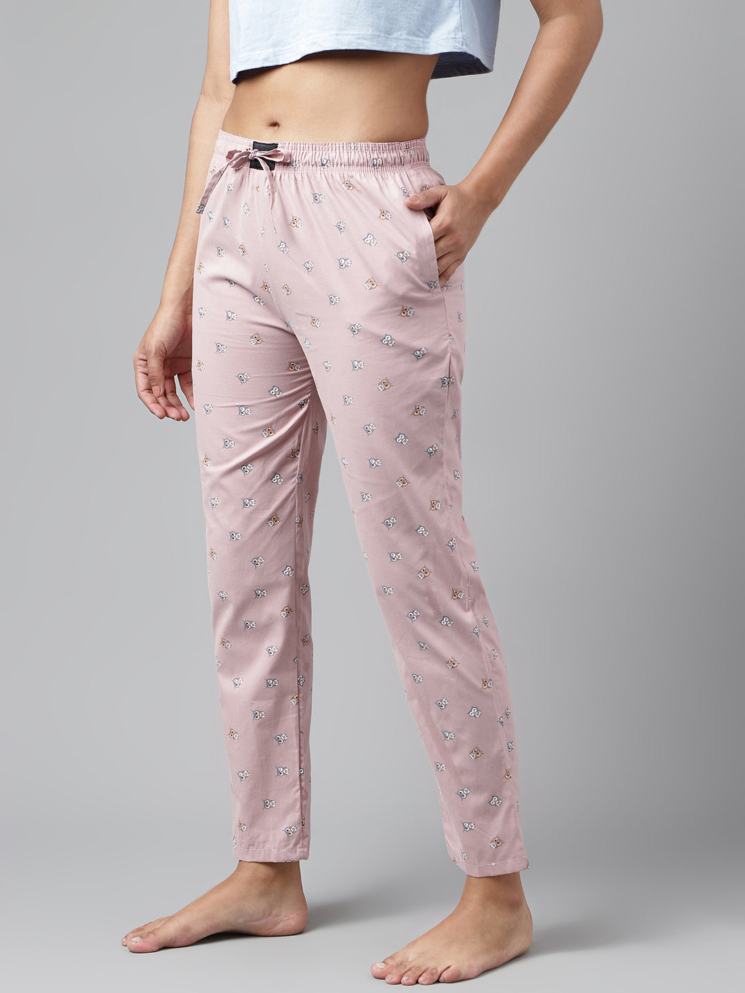 FLAMBOYANTTREND Peach Women Printed Cotton Pyjama By Flamboyant Pyjama