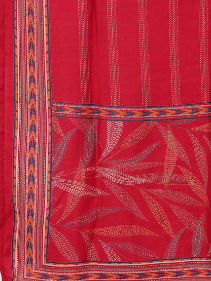 Red Ethnic Motifs Floral Print Kurta with Trousers & Dupatta