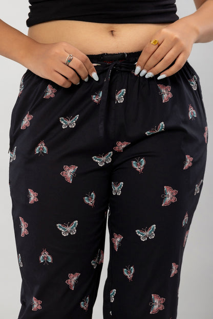 Women's Pajama with Vibrant Butterfly Print