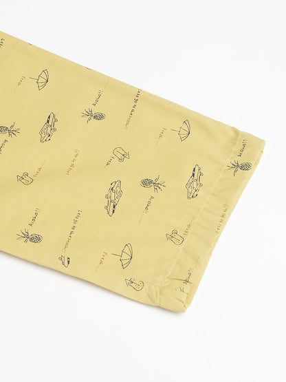 Yellow Women Printed Cotton Pyjama