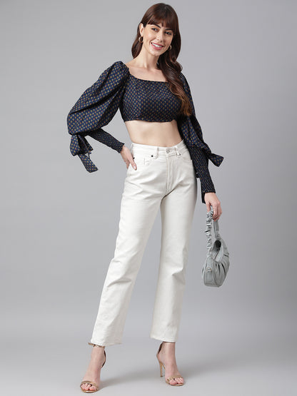 Crop Top With Wrist Smocking