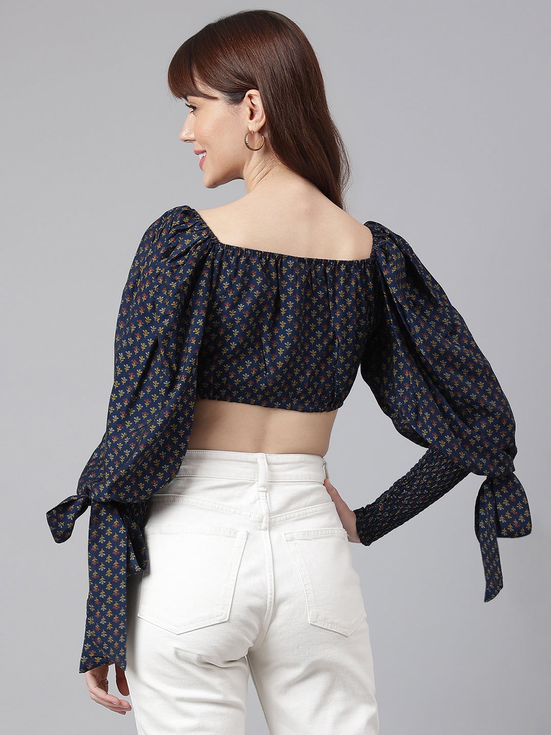 Crop Top With Wrist Smocking