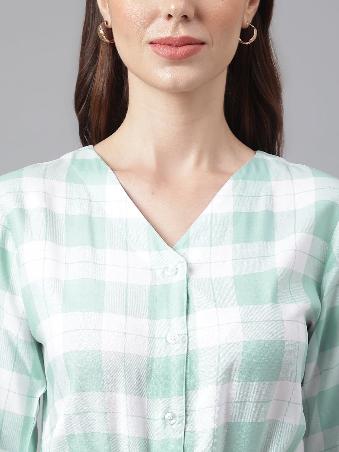 Green White Checked Jumpsuit