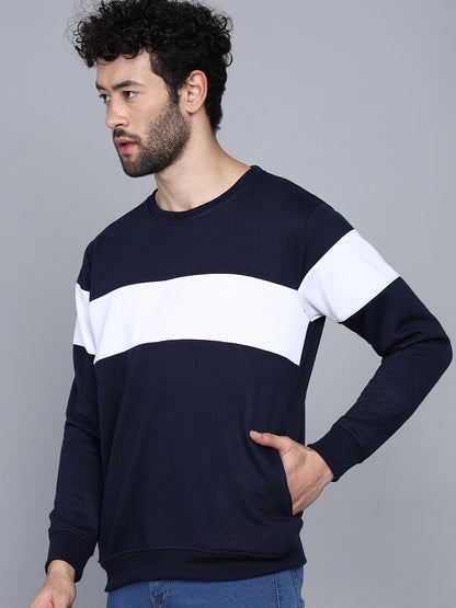 Navy Blue Striped Sweatshirt