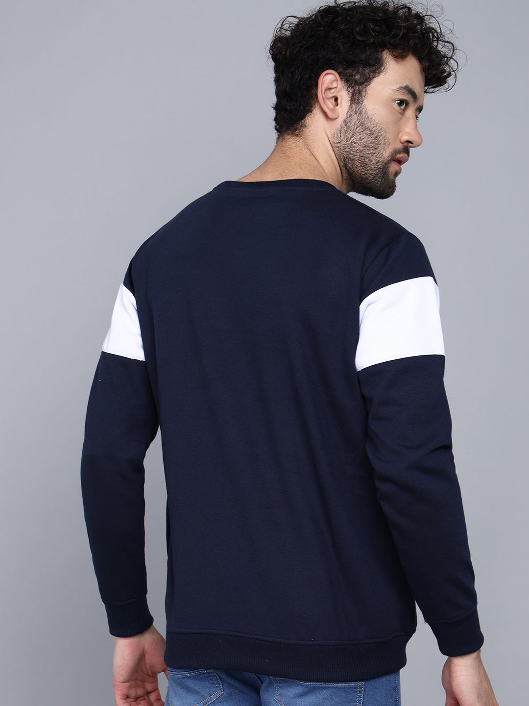 Navy Blue Striped Sweatshirt