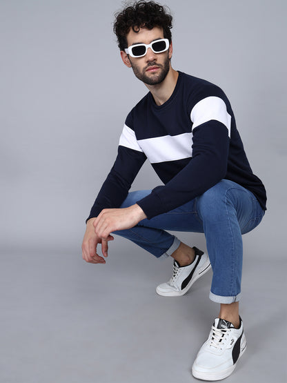 Navy Blue Striped Sweatshirt