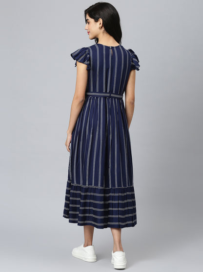 FLAMBOYANTTREND Striped  Flared Dress By Flamboyant dress