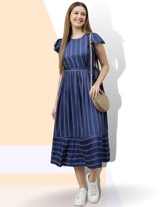 FLAMBOYANTTREND Striped Flared Dress By Flamboyant dress