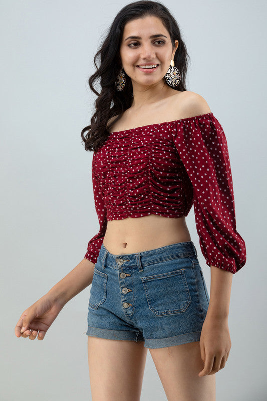 FLAMBOYANTTREND Maroon Trendy Crop Top By Flamboyant Top