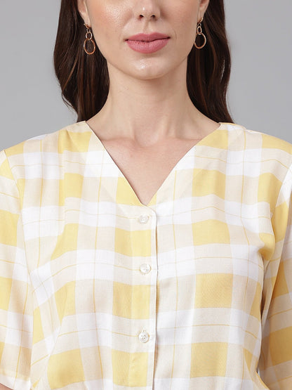 Yellow White Checked Jumpsuit