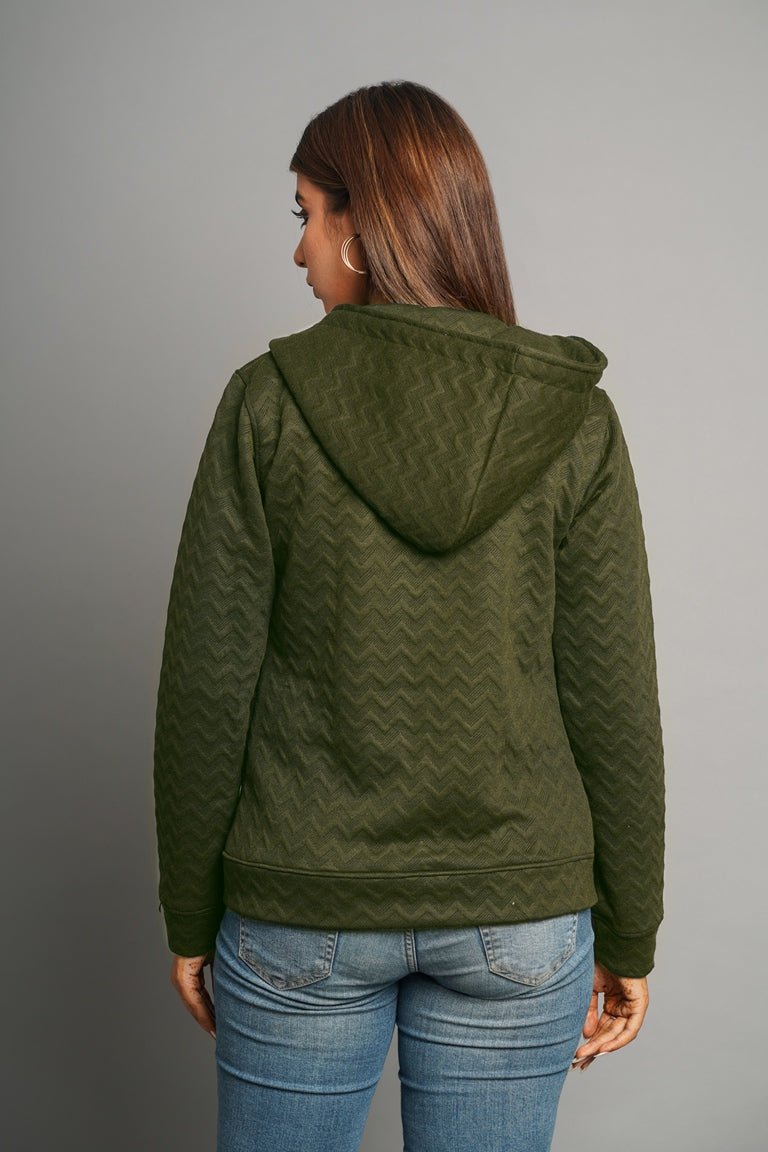 Zig Zac Print Knitted Jacket (Green)